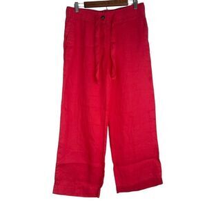 Loft Womens Marisa Linen Coral Pink Wide Leg Pants w Pockets Size Small NWT